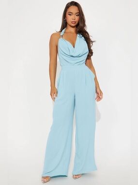 Fashionnova Belize Jumpsuit - Light Blue